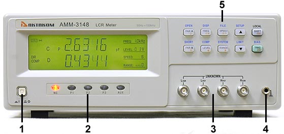 Органы управления измерителя RLC AMM-3148