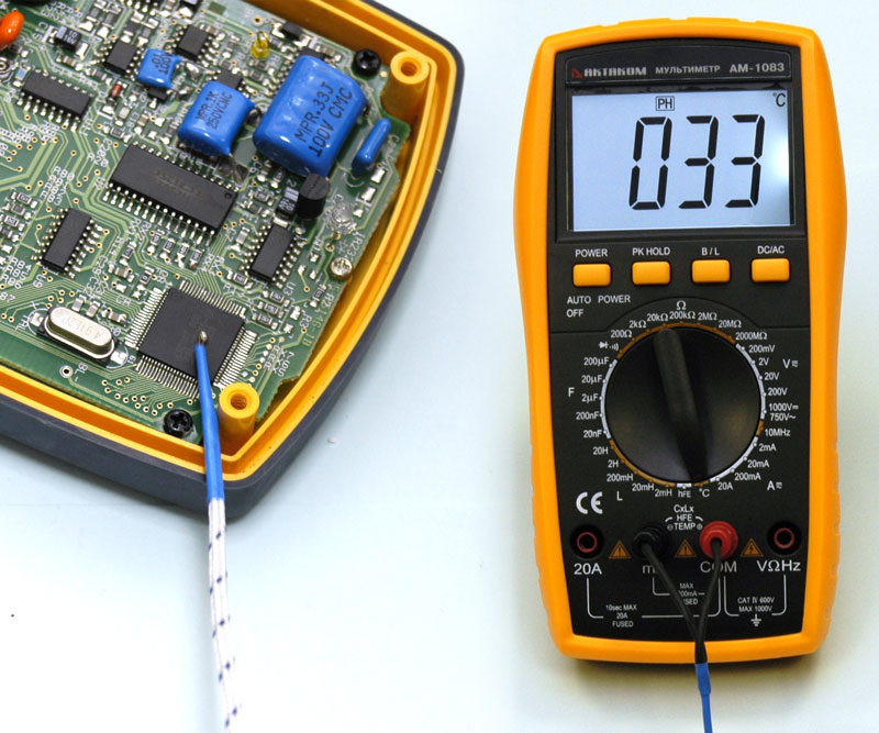 Мультиметр цифровой АМ-1083 - Измерение температуры