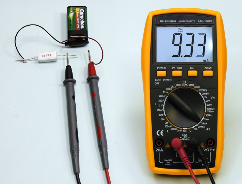 Мультиметр цифровой АМ-1083 - Измерение постоянного тока
