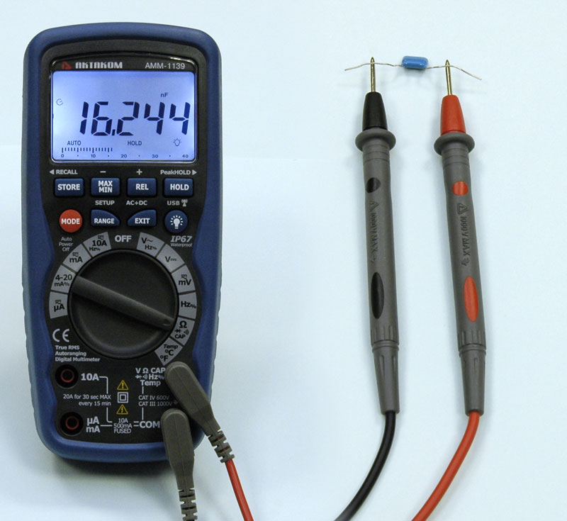 Мультиметр цифровой АММ-1139 - Измерение ёмкости
