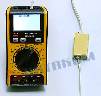 Мультиметр цифровой АМ-1016 - Тестирование телефонного кабеля (RJ11)