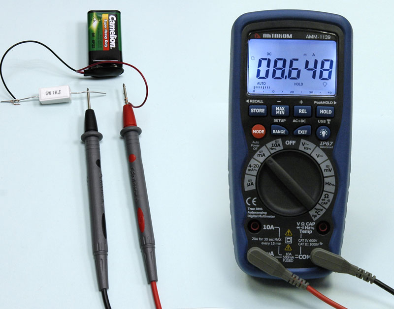 Мультиметр цифровой АММ-1139 - Измерение постоянного тока