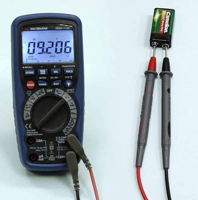 Мультиметр цифровой АММ-1139 - Измерение напряжения постоянного тока