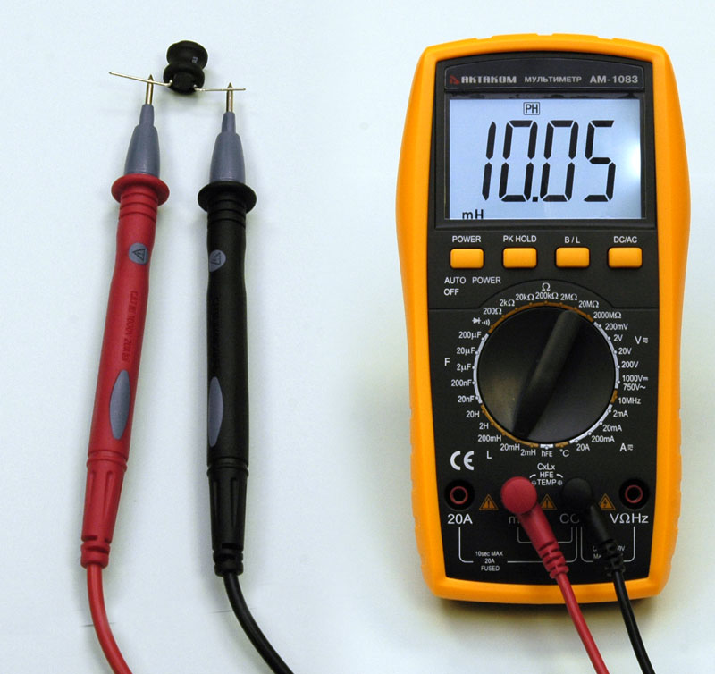 Мультиметр цифровой АМ-1083 - Измерение индуктивности