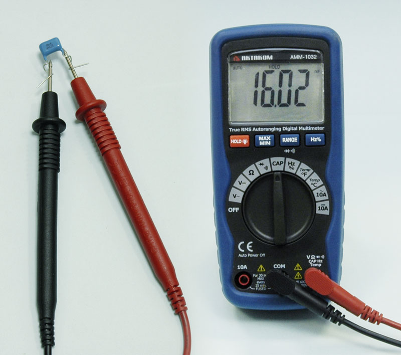 Мультиметр цифровой АММ-1032 - Измерение емкости конденсатора