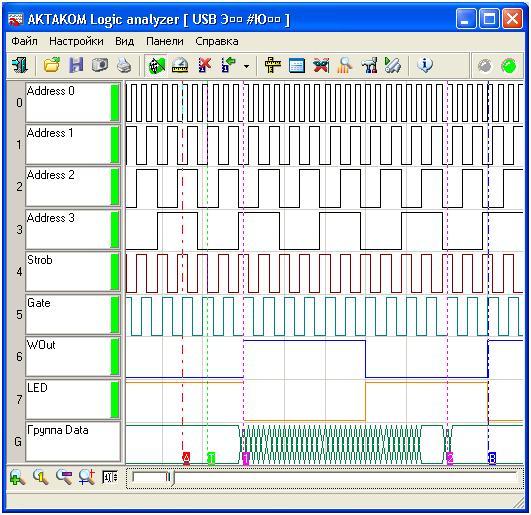 Прибор комбинированный АСК-4114 - главная панель AKTAKOM Logic Analyzer